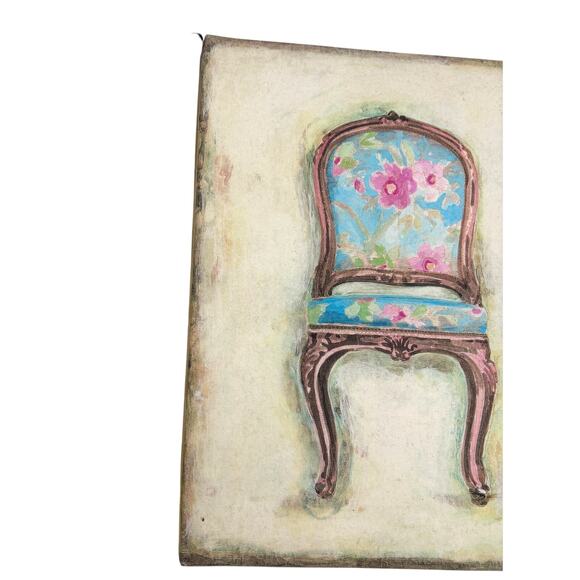 Cottage Shabby Chic Dainty Wall Art Print Floral Chair Gallery Wrapped 10" x 8" - Picture 4 of 9